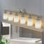 Éclairage de meuble-lavabo à intensité variable avec abat-jour en verre blanc pour chambre à coucher, salle de bain-590773529-590773525