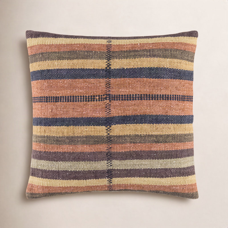 Nicolette Blanche Accent Pillow, Down, 20"H x 20"W, Orange Striped