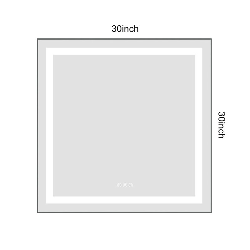 Miroir de salle de bain 20 po x 30 po à DEL avec façade et rétroéclairage, miroir de meuble-lavabo mural avec cadre en aluminium, antibuée, mémoire, 3 couleurs, gradation continue