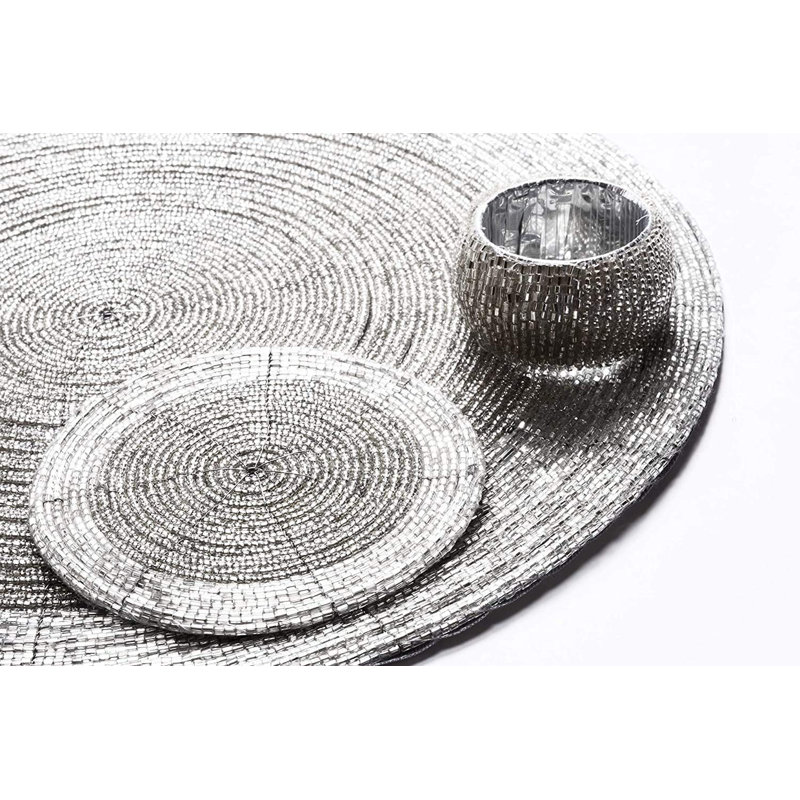 Dex Glass No Pattern Round Placemat, Silver