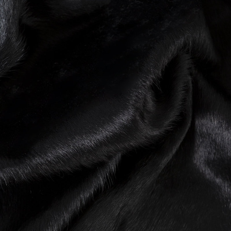 Black cowhide rug - genuine leather rug, Nouveauté de 7 pi x 8 pi 6 po