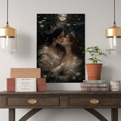 Canvas Wall Art Underwater Princess Kiss Art Print Wall Decor Vintage Poster Print Home Decor