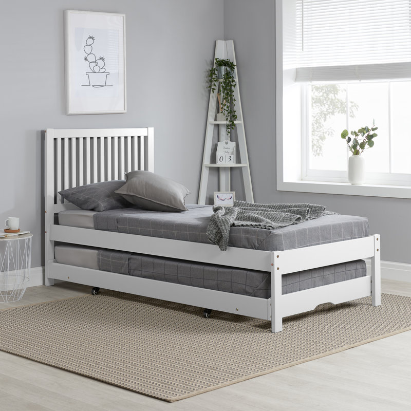 Martwon Single (3') Solid Wood Guest Bed with Trundle, White
