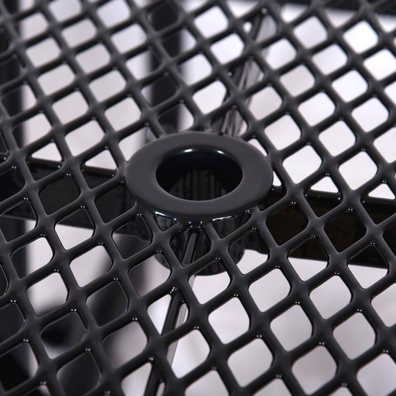 Table de pique-nique carrée d'extérieur en acier 46 po noir avec parasol, Noir