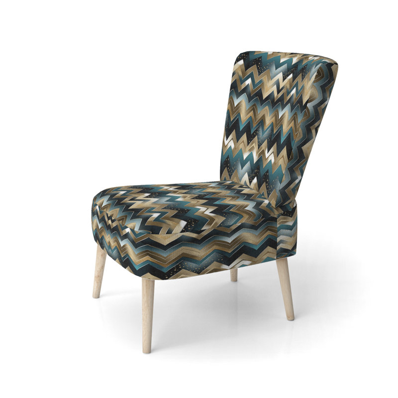 Chaise d'appoint large 27,5 po Roussel, Mélange de polyester doré / bleu sarcelle