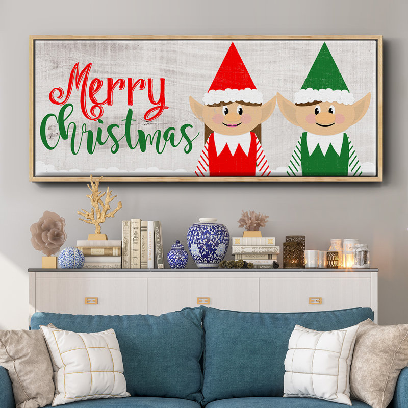Christmas Elf Couple- Framed Canvas