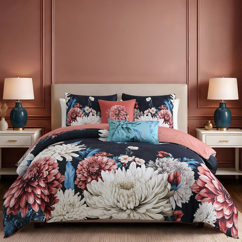 Ensemble d'édredon réversible 100% satin de coton Bebejan, Édredon de très grand lit et 4 pièces additionn