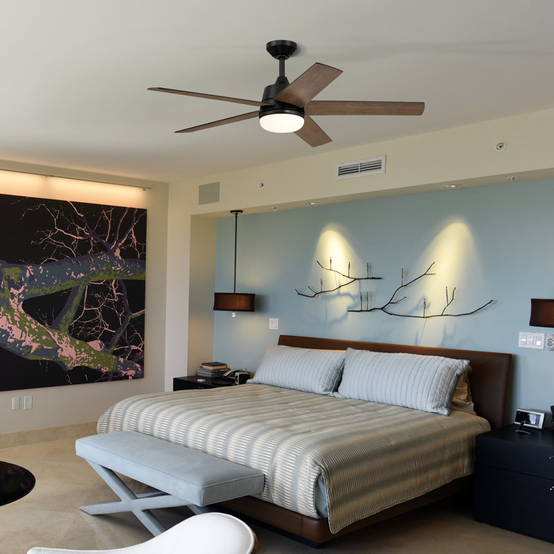 Purab 52'' Ceiling Fan with LED Lights, Matte Black
