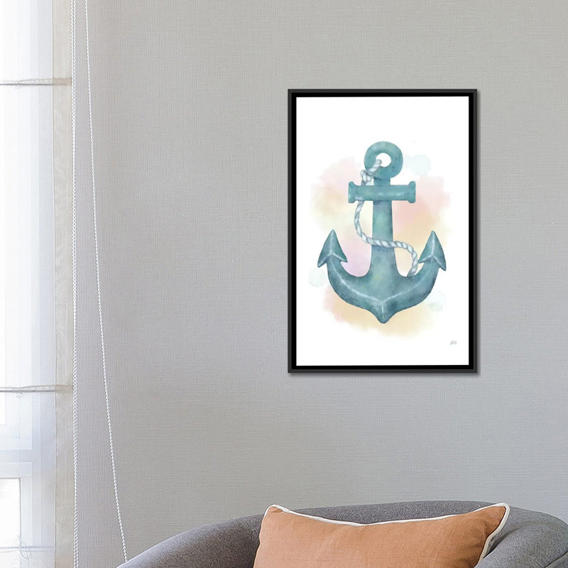 « aquarelle anchor », impression sur toile, H 26 po x l 18 po x P 1,5 po, Toile avec cadre noir