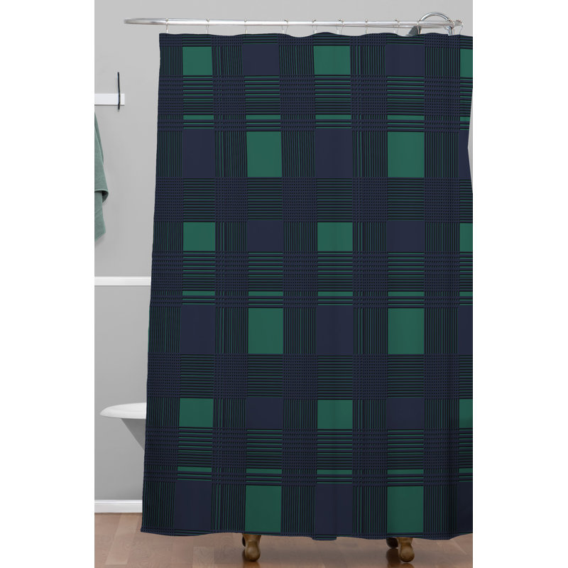 Plaid Shower Curtain, 72" H x 69" W, Green