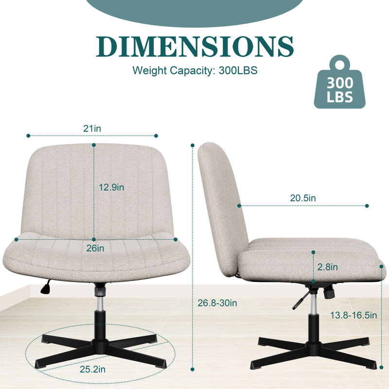 Chaise de travail avec siège rembourré Walsunny, Beige