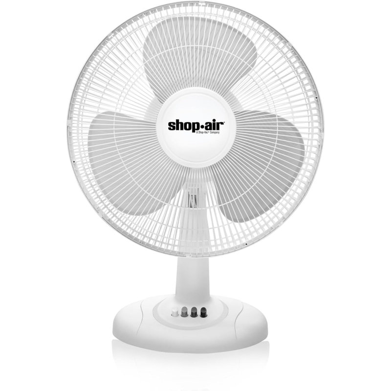 Ventilateur de table oscillant 16 po, 3 vitesses, haute vitesse, circulation d'air silencieuse et puissante, inclinaison de la tête réglable à 70 °, idéal pour la maison, la chambre à coucher ou le bureau, blanc