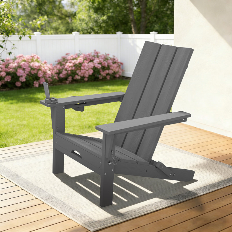 Chaise Adirondack pliante pour l'extérieur , Gris, 1