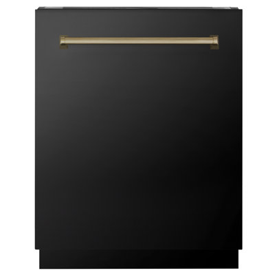 ZLINE Autograph Edition 24 po. Tallac Series 3e unité de lave-vaisselle encastré à cuve haute en acier inoxydable noir avec poignée, 51dBa