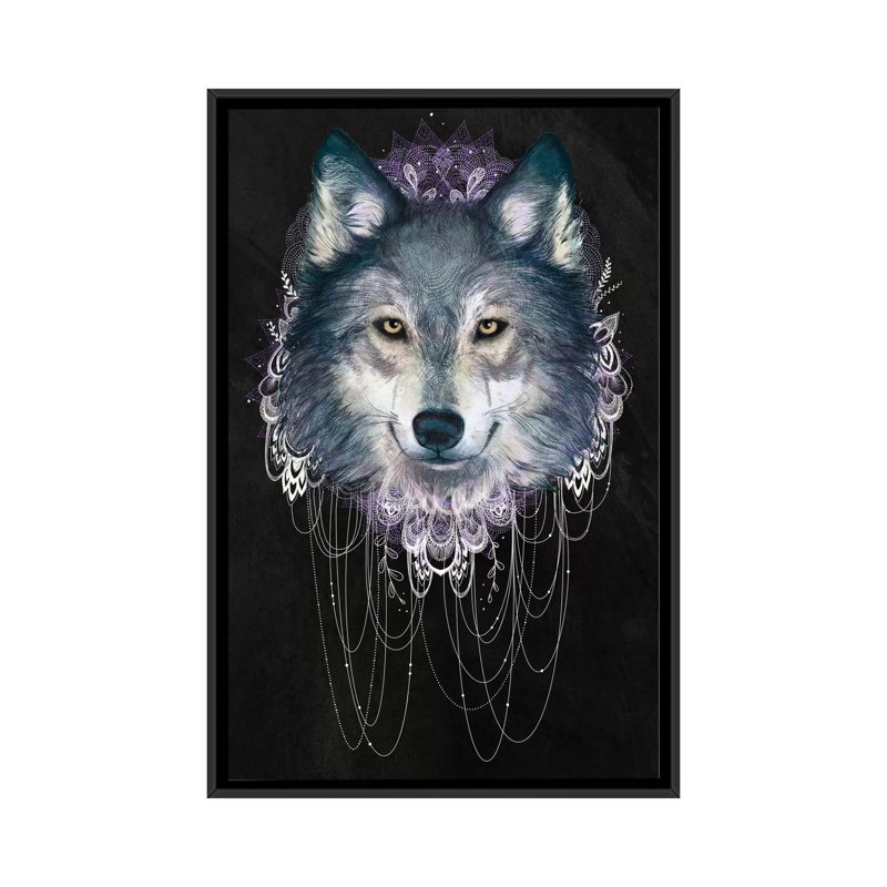 «Wolf» par Laura Graves, impression sur toile, H 26 po x l 18 po x P 1,5 po, Toile avec cadre noir