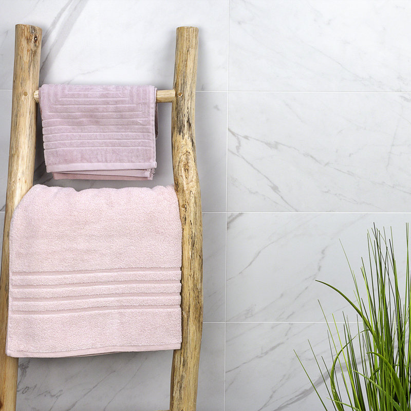 12" x 24" Porcelain Wall & Floor Tile, Matte White Marble