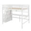Lit mezzanine double avec bureau et tablettes de rangement, structure de lit mezzanine en bois avec escalier de rangement-2031655345