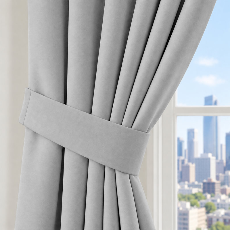 Trina Polyester Blackout Curtain, 228cm Width x 228cm Drop, Light Grey