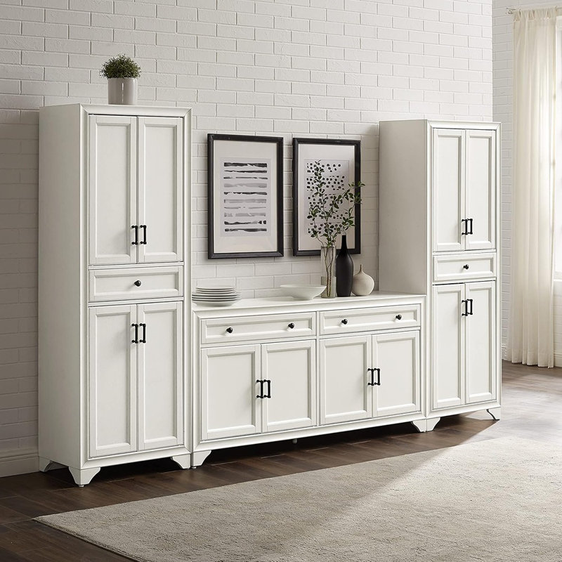 Buffet Modern Farmhouse avec garde-manger et rangement pour la cuisine - blanc vieilli