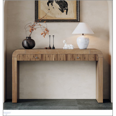 Rustic Console Table with Fluted Drawer, Sturdy Entryway & Sofa Table for Hallway & Living Room