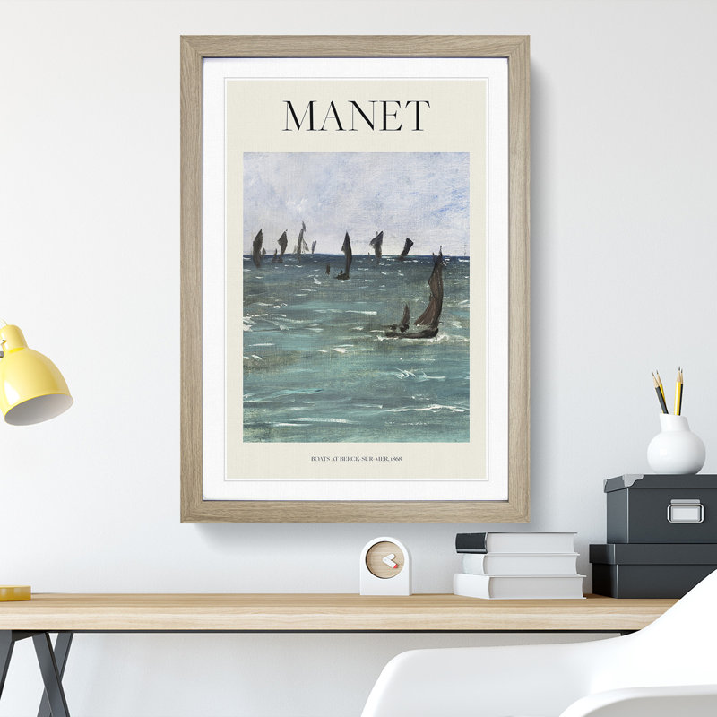 Boats at Berck Sur Mer by Pierre-Auguste Renoir - Picture Frame Art Prints, 48cm H x 36cm W x 2cm D, Oak