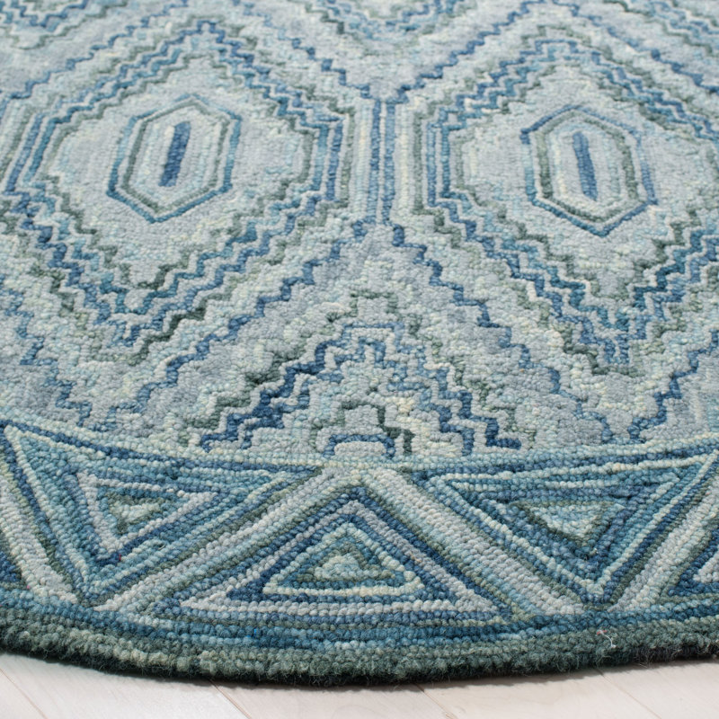 Deyoung Hand Tufted Wool Geometric Rug, Round 7'