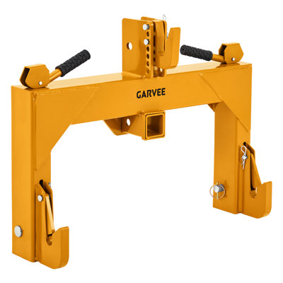 Heavy-Duty 3-Point Quick Hitch Adapter with 2" Receiver – Reinforced Rib – 3000 lbs Lift – No Bushing Needed – 5-Level Adjustable Bolt – Category 1 Tractor Attachment – Durable Metal – Yellow