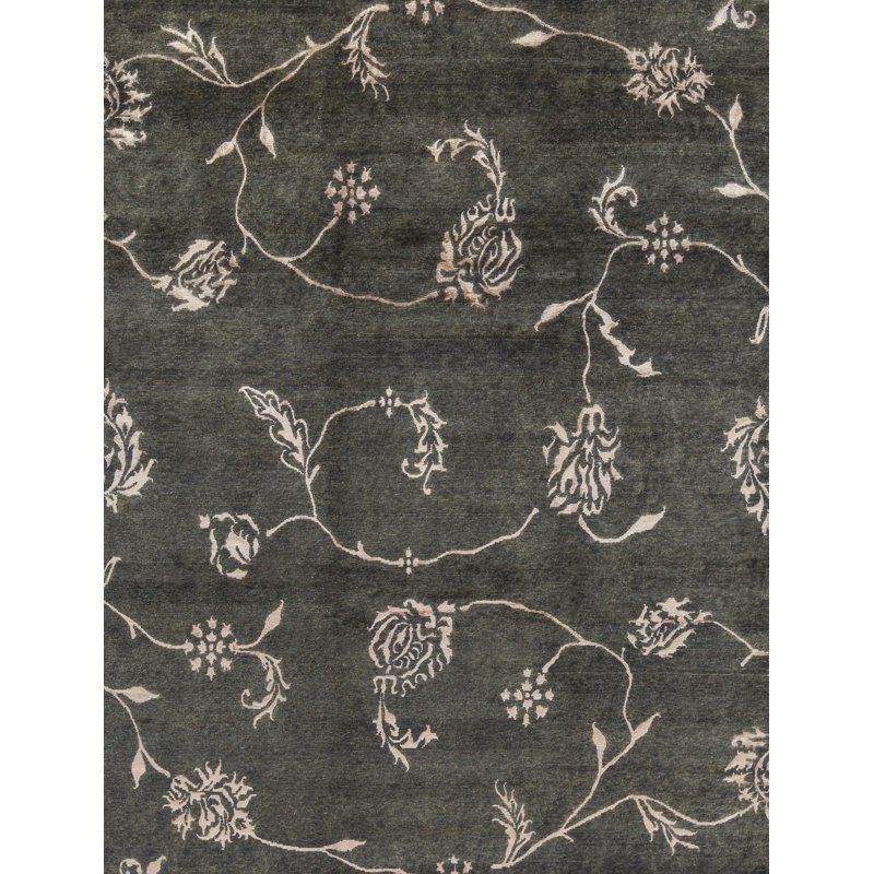 Himalayan Floral Area Rug in Dark Brown/Beige