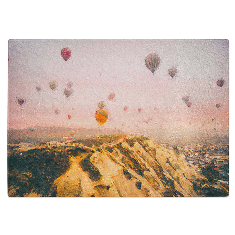 Glass Hot Air Balloon Ride Chopping Board, 39 cm W x 28.5 cm L
