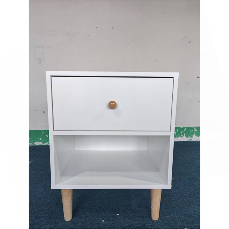 Table de chevet en bois 23,22 po H avec tiroir 1 tablette pour enfants, adultes, blanc
