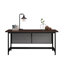 Bureau industriel brun avec espace de travail spacieux, option de recharge sans fil Qi, bureau autoportant rectangulaire, structure perforée en métal, finition 64,31 x 30 x 29,92 pouces, surface pour ordinateurs portables, maison