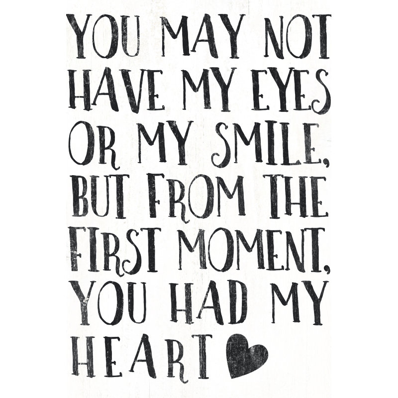 You Had My Heart Black Distress - Wrapped Canvas Print, 30cm H x 20cm W x 3.8cm D