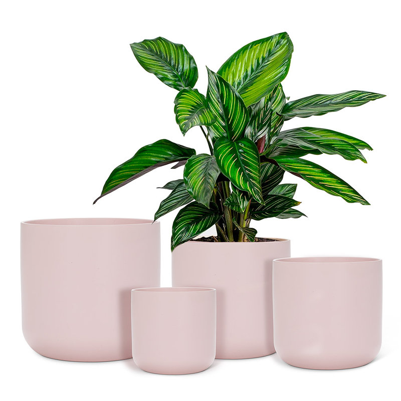 Ceramic Cachepot, 9" H x 9" W x 9" D, Pink