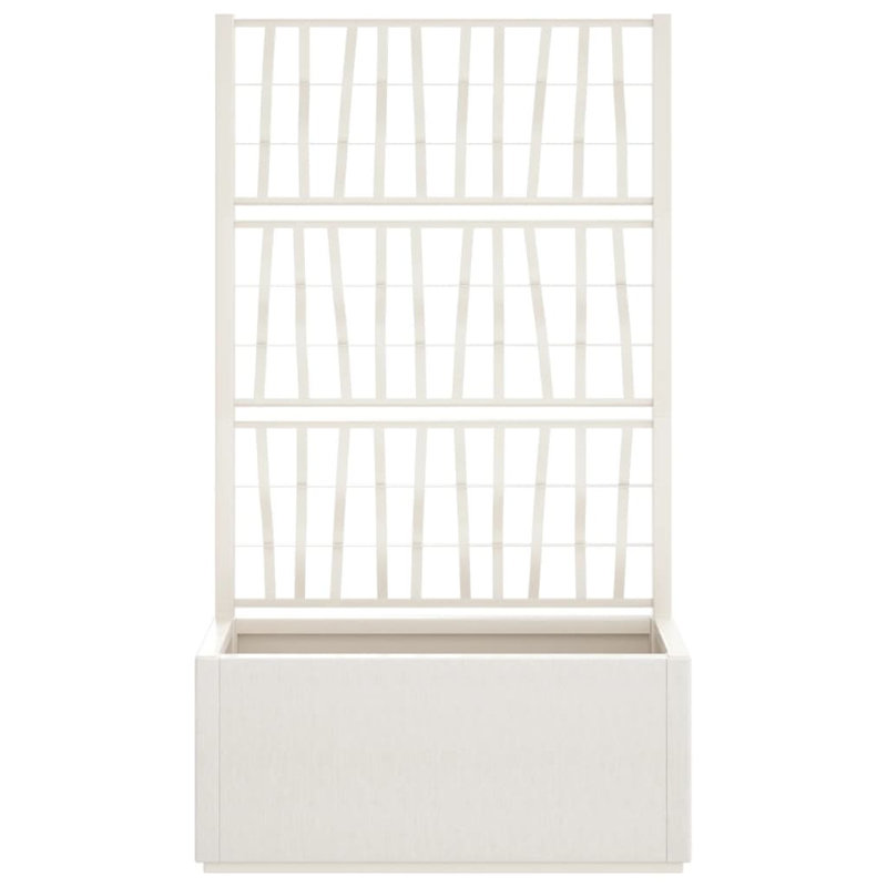 Jardinière rectangulaire Hisashi avec treillis intégré , Blanc treillis