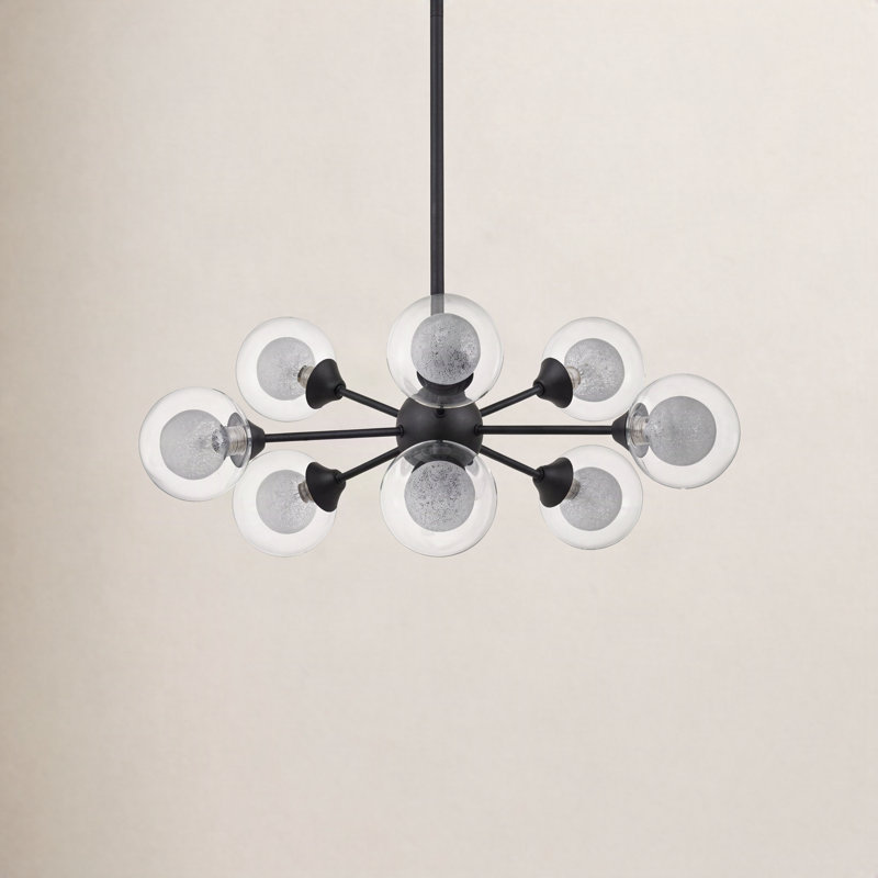 Lustre sphérique Spoutnik à 12 lumières Optimist, 10 po H x 22,75 po L x 22,75 po P, Noir terre, 9