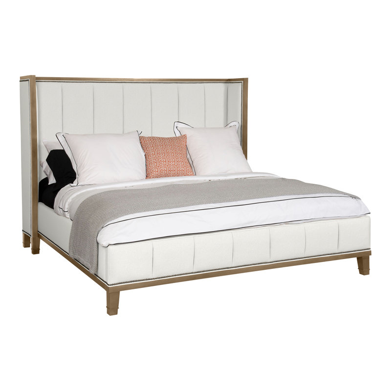 Mattingly Upholstered Wingback Bed, Hampton, Kennelly Snow, Yes