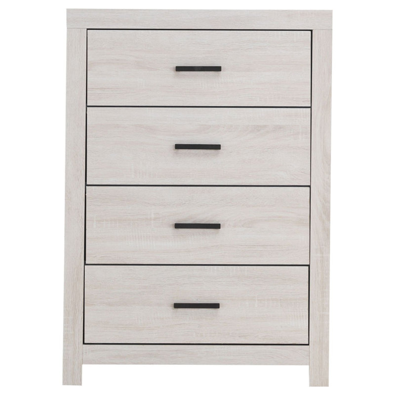 Commode rectangulaire à 4 tiroirs Geary Coastal, Blanchies