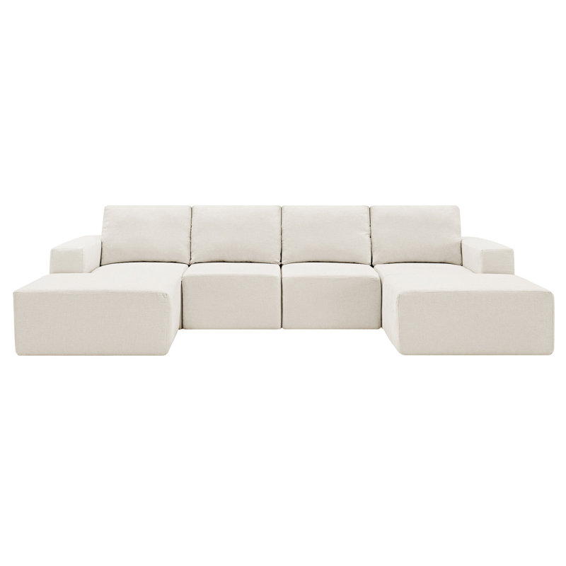 Canapé modulaire en U modulaire avec repose-pieds, Beige