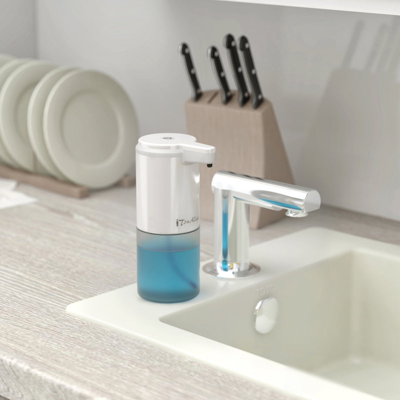 Distributeur de savon automatique en acier inoxydable, Blanc