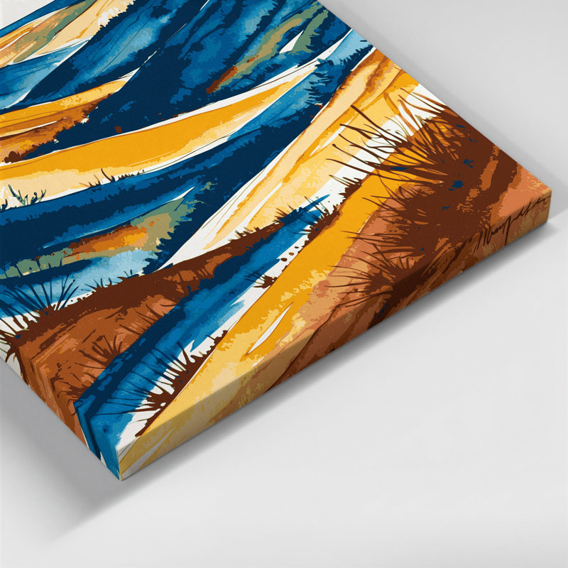 Aquarelle, paysage 1, art mural sur toile grise, 20" H x 24" W