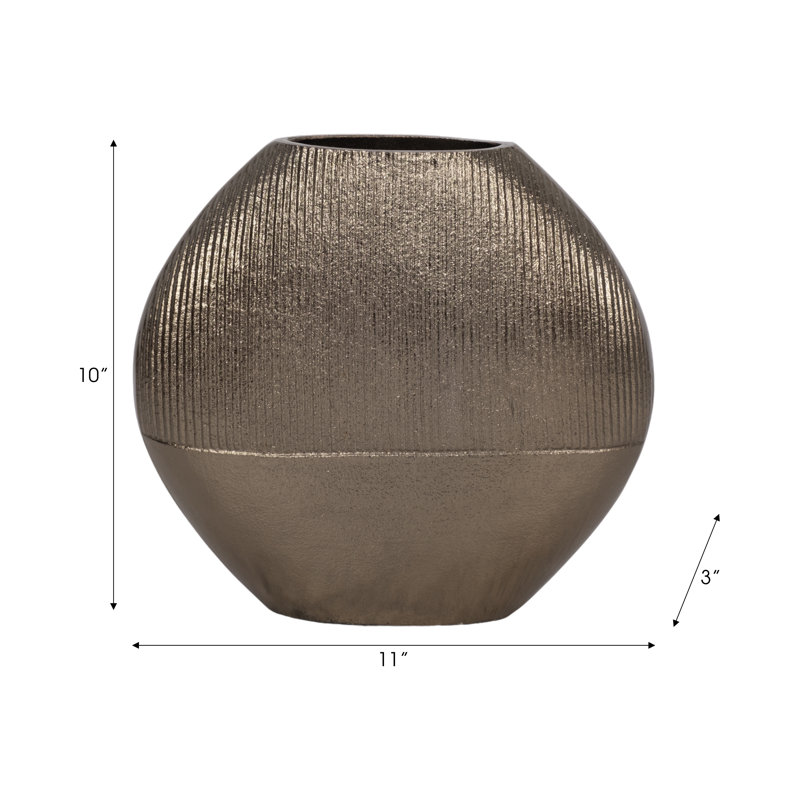 Schrita Metal Glam Vase, 10" H x 11" W x 3" D, Brass