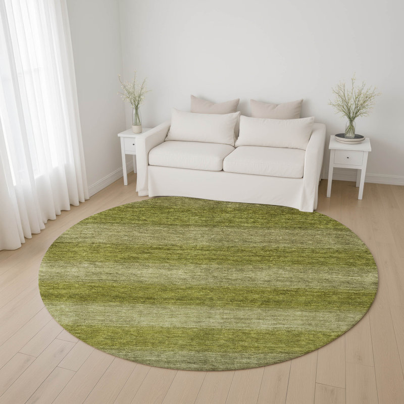 Premium Machine Washable Lubbers AMF1733 Stripe Rug, Round 8'