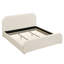 Structure de lit avec tête de lit tapissier recouverte de lin, pieds en bois massif et design élégant pour le confort et le style-556187009