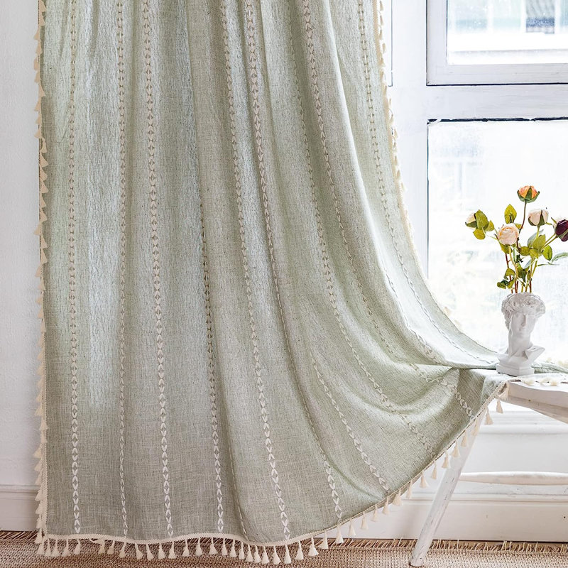 Paire de rideaux semi-transparents en polyester Vernadine