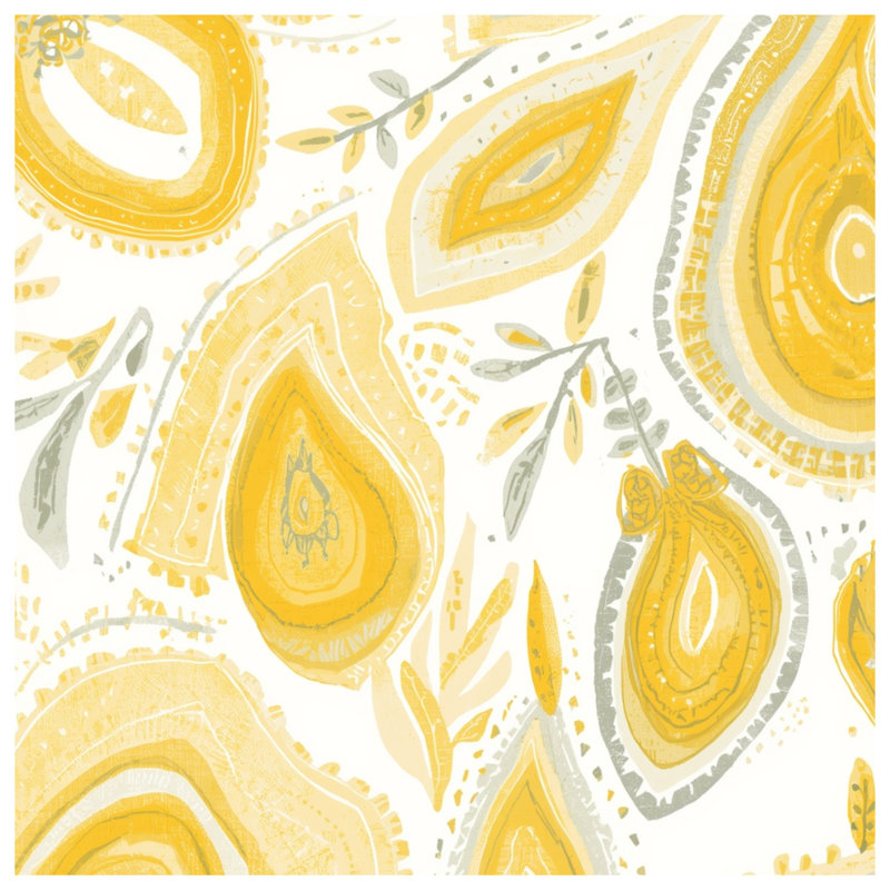 Couvertures à motif cachemire jaune, L 50 po x H 60 po