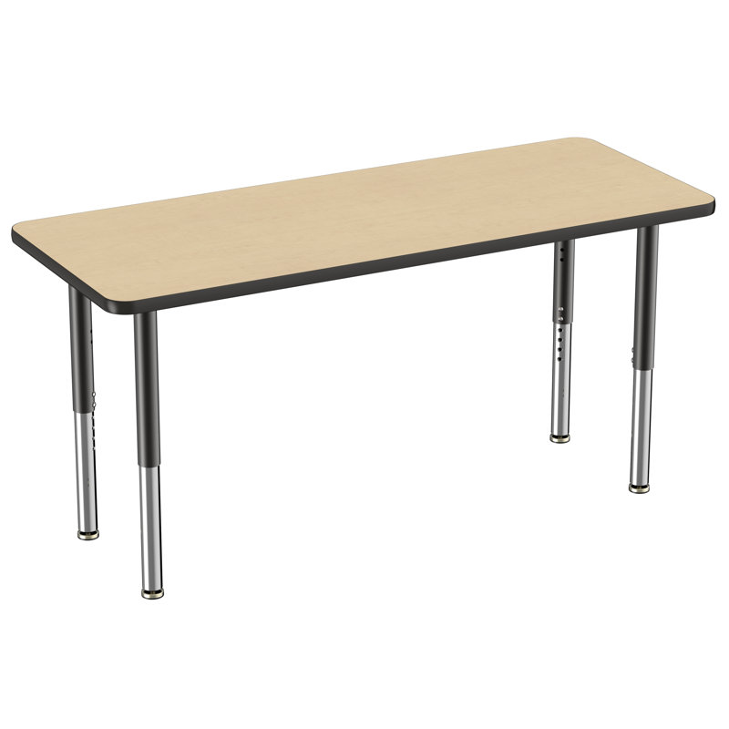 Table d'activité rectangulaire à hauteur réglable en forme de T, 24 po x 60 po, Érable / noir, Super