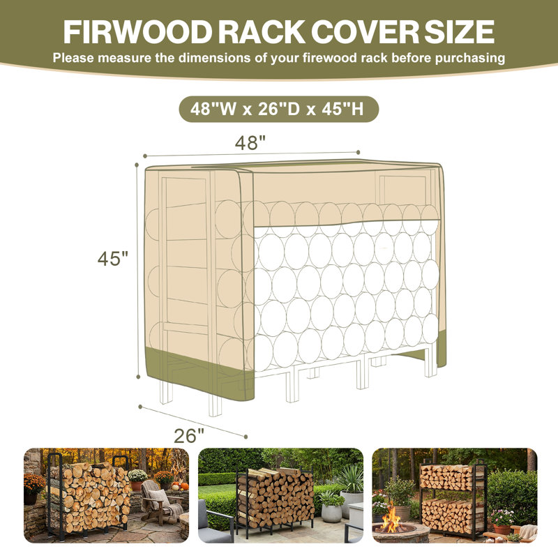 Housse de support de bois de chauffage robuste avec fermeture à glissière et évent Aoodor, L 48 po x P 26 po x H 45 po