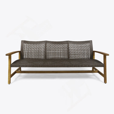 HAMPTON WOOD + WICKER 3 SEATER