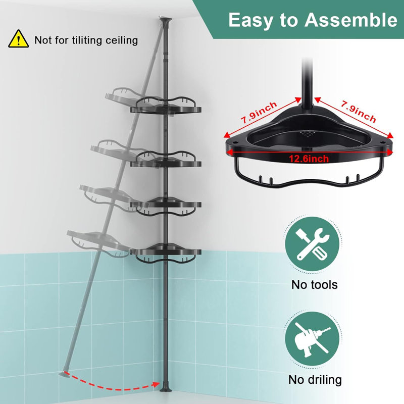 Stainless Steel Shower Caddy, Black