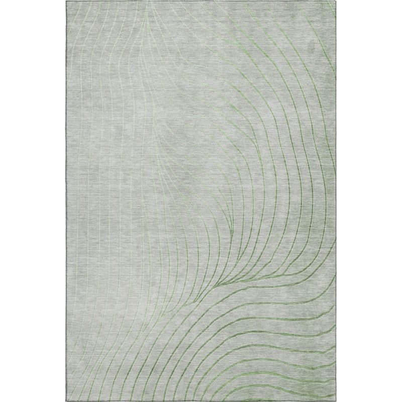 Premium Machine Washable Mayfield AMF2107 Swirls Rug, Aloe, 10' x 14'